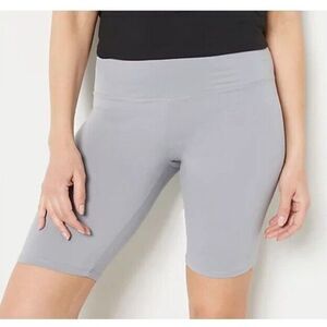 Cuddl Duds Flexwear Long Shorts Pants ~ sz 1X Sterling Grey Summer Bike A483356